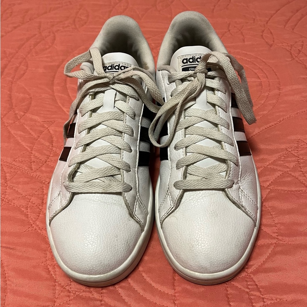 Adidas White Leather Tennis Shoes Size 8 1/2 Women's